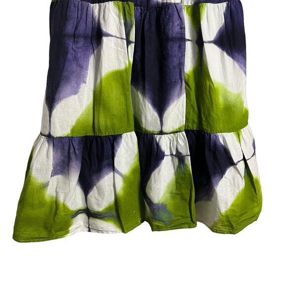 Busayo Collective One Shoulder Green Tie Dye Tiered Maxi Dress Size 8 - Picture 11 of 16